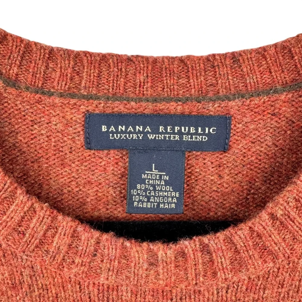 Banana Republic Sweater Mens Large‎ Burnt Orange Wool Cashmere Angora Luxury